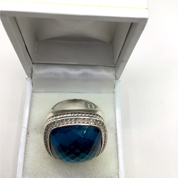 Stunning David Yurman Hampton Blue Topaz w Diamonds Albion Statement Ring! NEW! - Picture 7 of 12